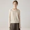 Nuevo cárdigan de punto 100% cachemir con cuello de encaje fruncido estilo francés para Otoño/Invierno 2026 Suéter para mujer Top de diseñador