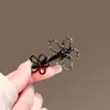 Presilha de Cabelo Exquisita Preta com Flor Grande para Mulheres, Grampo de Cabelo Estilo Novo para Franja, Presilha Bico de Pato, Presilha Lateral para Meninas, Acessório de Cabelo