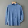 Otoño e Invierno Nuevo Tejido de Lana Pura para Hombre Primera Línea Sudadera de Punto Cálida con Capucha Color Sólido Versátil Sudadera de Lana