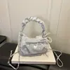 Bolso de lazo de encaje de lunares dulces estilo coreano para niñas, bolso cruzado plisado elegante y atractivo para el día a día para mujeres