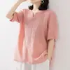 Ropa Casual Suelta para Mujer Verano Delgado Moda Temperamento Camiseta Top de Manga Corta Camisa Floral Bordada