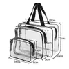 Bolsa de aseo de viaje impermeable de PVC transparente de gran capacidad, juego de bolsas portátiles para almacenamiento de cuidado de la piel, directo del fabricante