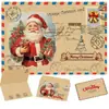 Tarjeta de felicitación navideña de piel de vaca retro, tarjeta de regalo de Navidad, linda tarjeta plegable de dibujos animados, tarjeta con mensaje de bendición con sobre