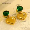 Brincos Europeus e Americanos de Exportação Transfronteiriça Moda Retrô Zircônia Esmeralda Aço Inoxidável Banhado a Ouro 18K Brincos de Luxo Acessível Atacado