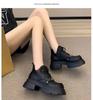 Botas de Suela Gruesa para Mujer 2024 Nuevo Otoño Delgadas Dulces y Cool Estilo Británico Aumentando la Altura Retro Botines Franceses Cortos