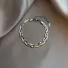 Pulseira Personalizada Trançada de Três Cores 2022 Exagerada Corrente Grossa de Aço Titânio Colar Nicho Mais Fácil de Combinar Quadrado Preto Feminino Verão