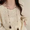 Nuevo Collar Largo con Borla de Cristal y Cuentas Estilo Chino para Mujer para Usar en Capas Cadena de Suéter de Alta Gama Accesorios de Diseño de Estilo Étnico