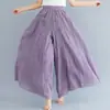 Pantalones Culotte de Lino y Algodón Lotte 2026 Estilo Mori Girl Color Sólido con Cintura Elástica, Pantalones Culotte Acampanados Estilo Étnico de 12 Colores