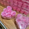 Atacado do Fabricante 6 Flores de Sabão em Forma de Coração Caixa de Pvc Dia dos Namorados Pequeno Presente Flor Artificial Conjunto para Banho Suprimentos Combinando