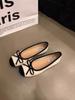 Evening Gentle Butterfly Ladyshoes Ballet Flat Shoes Francês Retro Soft Silver Shoes Primavera e Verão Chanel Style Sapatos Femininos