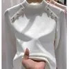 Camiseta interior térmica DeRong de cuello medio alto para mujer, 260g, nueva para otoño e invierno, ajustada, elegante, versátil, camiseta interior para mujer