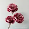 Flores Artificiais Rosa Pasta de Feijão para Salões de Casamento e Hotéis, Flores Artificiais Rosa-Roxo Pasta de Feijão Pintura a Óleo Vintage de Outono