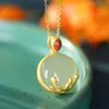 Colgante de jade hetiano de plata esterlina suave, collar de jade azul y blanco, diseño de nicho femenino, cadena de clavícula