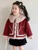 Ropa exterior para niñas transfronteriza, nueva colección de invierno 2026, ropa para niños con encaje y piel sintética, abrigo cálido para niños, disponible para dropshipping