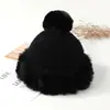 Gorro de Punto de Piel Sintética de Visón Transfronterizo Fábrica de Origen Venta al por Mayor Otoño e Invierno Cortavientos Frío Gorro para Viajar Color Sólido Circunferencia de Cabeza Grande Gorro sin Visera