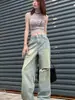 Jeans Rotos Retro Americanos 2026 Mujer Primavera/Otoño Nuevos de Cintura Alta Adelgazantes Holgados Pierna Ancha Azul Lavado Pierna Recta