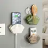 Caja de Almacenamiento Multifuncional tipo Concha para Baño, sin Taladro, Montada en Pared, Caja de Almacenamiento para Control Remoto y Cosméticos