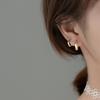 Pendientes de plata s925 con hebilla para oreja para mujer, estilo coreano, diseño simple, brillante, geométrico, con rombos y cuerno, G9039