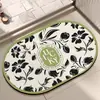 Tapete de Chão de Terra de Diatomáceas Estilo Americano Floral para Banheiro, Entrada de Vaso Sanitário, Tapete Antiderrapante, Tapete Absorvente de Secagem Rápida para Banheiro