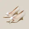 Sapatos de Salto Alto com Flores Francesas Sapatos de Casamento Sapatos de Casamento Sapatos de Noivado Sapatos Individuais Uso Diário 34-40