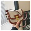 Diseño de Nicho Exportación Nuevo Estilo Coreano Lona Costura de Color Contrastante Bolso Cuadrado Pequeño Estación Exterior Transfronteriza Bolso Retro de Hombro Único Cruzado