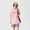 Dopamine Marca Americana Tendência Pesada Algodão Puro Estampado Camiseta de Manga Curta Verão Novo Casal Top Solto de Meia Manga para Homens