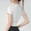 Lulu ropa de yoga top para mujer manga corta deportiva secado rápido ropa de entrenamiento camiseta para correr manga media elástico talla grande mallas