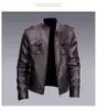 Jaqueta de Couro Masculina Transfronteiriça Outono e Inverno Nova Business Tendência Estilo Coreano Gola Alta Jaqueta de Couro de Motociclista Jaqueta Bonita para Jovens Atacado