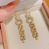 Nuevos Pendientes Largos de Cadena de Herradura Completamente Diamantados de Gran Venta, Joyería Simple, Lujo Ligero, Modernos, Versátiles, Estilo de Gama Alta para Mujeres