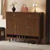 Gabinete de zapatos de entrada de madera maciza de caucho para sala de estar, con cajones para guardar zapatos, gabinete de zapatos de tres puertas de gran capacidad