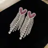 Pendientes colgantes de rombos con borlas tachonados de diamantes de aguja de plata transfronterizos europeos y americanos, pendientes exquisitos y de moda, pendientes versátiles y elegantes al por mayor