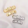 Venda Quente Europeia e Americana Hiohop Padrão Sarjado Seis Dentes Superiores e Inferiores Banhado a Ouro 18K Grills Dentários Hip-Hop Moda Atacado Transfronteiriço