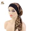 Touca Feminina Stretch de Aba Larga Étnica com Capuz Bolsa Touca Estampada para Noite Quimioterapia JDT-329C