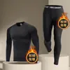 Calça de inverno masculina com veludo interno, quente, justa, para outono e inverno, corrida, treino, ciclismo, compressão, alta elasticidade, esportes, fitness