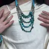 Collar Largo de Perlas Irregulares Azules Cadena para Suéter de Diseño de Nicho Versátil Personalidad Accesorios de Cadena para el Cuello de Alta Gama