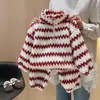 Pijama Infantil Otoño e Invierno Nuevo Niños y Niñas Rayado Holgado Terciopelo Grano de Arroz Tejido Infantil Cremallera Conjunto de Ropa para Casa