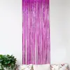 Cortina de Chuva para Fundo de Casamento Parede Decoração de Tira Dourada para Aniversário Arranjo de Sala de Estar Cortina de Chuva com Franja Prateada Fita Azul