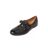 Sapatos de couro pequenos de couro bovino de primeira camada para mulheres, sapatos de salto baixo de corte profundo, novidade outono e inverno, couro genuíno, bico redondo, sapatos de salto baixo, sapatos de quatro estações para mulheres