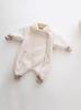 Capa de Bebê INS Roupa de Inverno Macacão de Camurça de Bebê Roupa Forrada com Lã Jaqueta de Escalada Bonita com Zíper