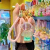 Nuevo Conejo Espacial Colorido con Auriculares Colgante para Bolso de Resina Llavero de Conejo de Dibujos Animados Adornos para Estudiantes Joyería de Yiwu
