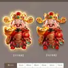 Dios de la Riqueza Pintura Colgante con Luz LED Pintura Decorativa para Vestíbulo Cinco Bendiciones Llegan Pintura de Lámpara de Pared Luminosa para Sala de Estar Comedor