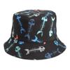 Amazon Transfronterizo Nuevo Estampado de Espina de Pescado Animal Europeo y Americano Sombrero de Pescador de Doble Cara Moda para Hombres y Mujeres Sombrero de Cubeta Protector Solar