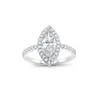 Anillo de Plata S925 para Mujer con Piedra Principal Moissanita en Forma de Marqués con Montura de Halo, Suministro Directo de Fábrica, Joyería de Lujo Ligero