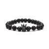 Pulseira Coroa de Pedra Natural Venda Quente Transfronteiriça Estilo Europeu e Americano, Pulseira de Contas Artesanal com Zircônia Incrustada em Cobre, Atacado de Joias Masculinas