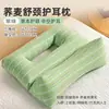 Almohada Triangular de Trigo Sarraceno para Dormir de Lado, No Presiona las Orejas, Diseño de Agujero Grande para Protección del Oído, Almohada Cervical para Dormir para Adultos, Almohada Hueca de una Pieza