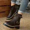 Elegantes botines de tacón bajo, cómodos y versátiles para el uso diario y casual, zapatos de cordones estilo retro de comercio exterior transfronterizo 2026