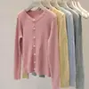 Chaqueta Cardigan de Punto Trenzado Rosa Cuello Redondo para Mujer 2026 Primavera Estilo Coreano Plisado Holgado Reductor de Edad Manga Larga Top de Punto