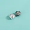 Plata de Ley S925 Separadores de Flor de Seis Pétalos Estilo Étnico Retro Pulsera Cuentas Planas Pulsera de Cuerda Tejida a Mano DIY Accesorios de Cuentas Sueltas