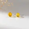 Brincos de Prata Esterlina S925 Nalan Flor Âmbar Flor Esculpida Stud Earrings Exquisite Simples Estilo Ins Design de Nicho Brincos M07898