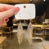 Pendientes Geométricos de Borla de Lujo para Mujer, Ganchos Largos para Oreja, Dongdaemun Coreano Llenos de Diamantes, Joyería Popular Versátil para Orejas